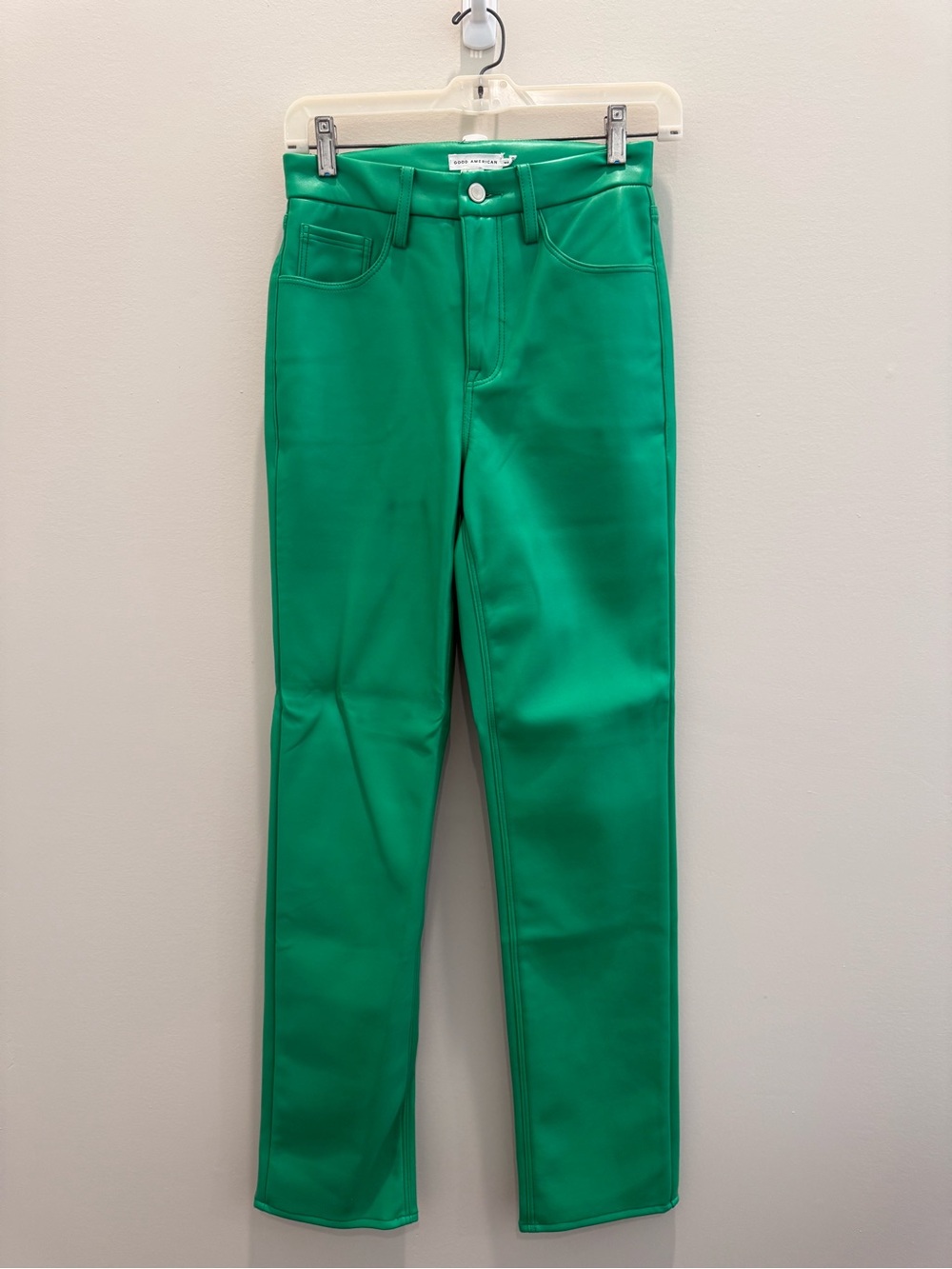 Good American Women’s Green Faux Leather Pants - Size 2